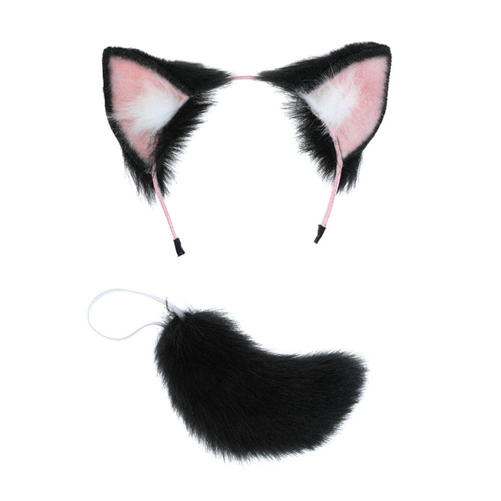 Tails Idol Doll Headwear Cat Ear Black White Headwear for Cotton Doll  Plush Doll Cosplay