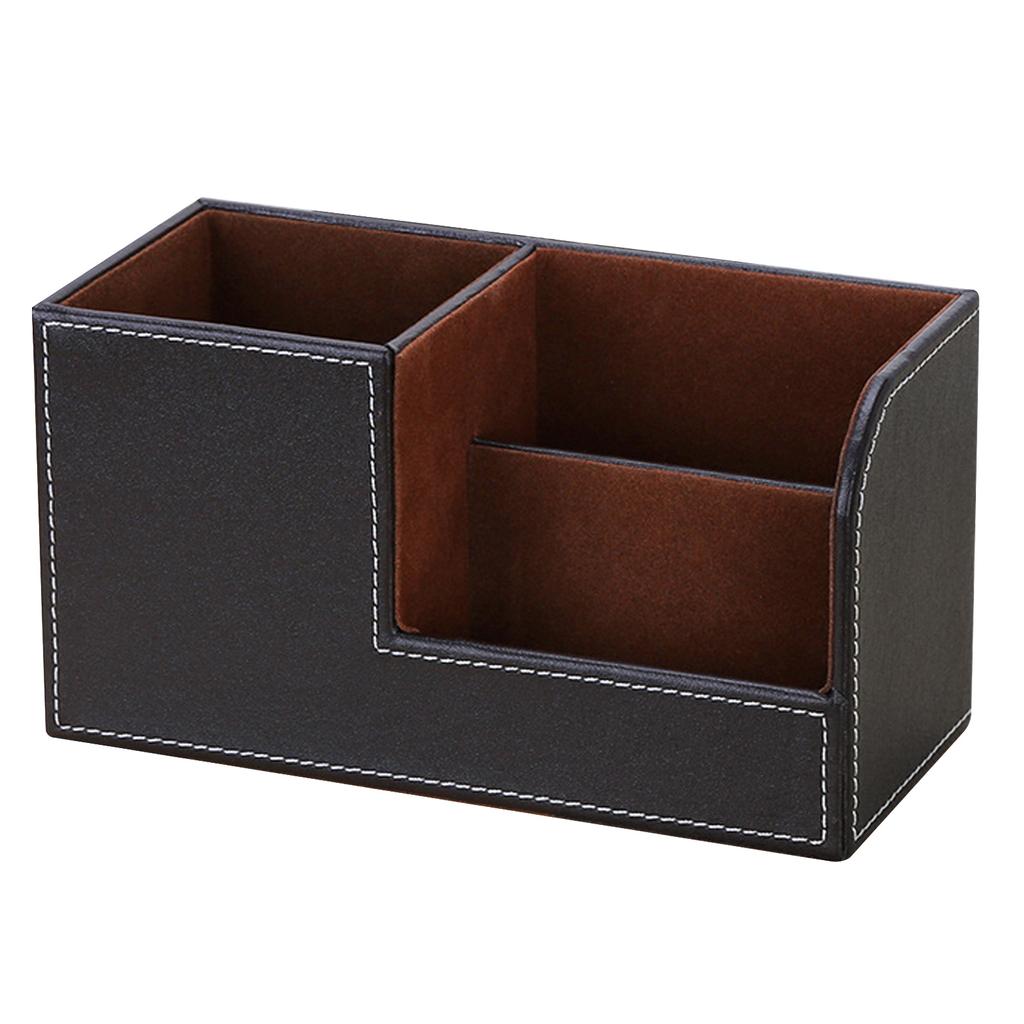Высококачественный настольный органайзер из искусственной кожи, держатель для карандашей и ручек, ящик для хранения с 3 отделениями для домашнего офиса, школьные принадлежности