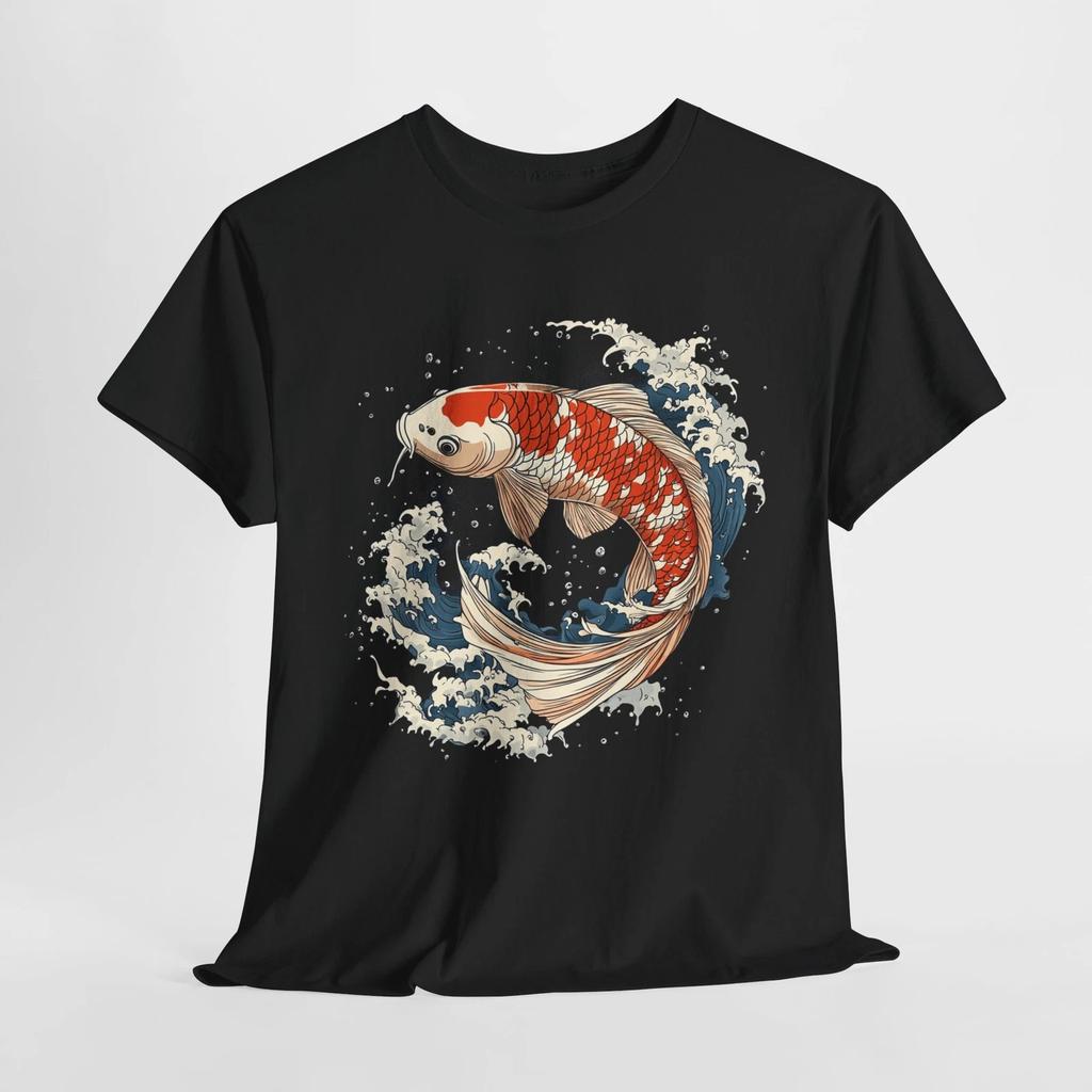 Japanese Koi Fish T-shirt Tops Tees Unisex | Sakura Petals Art Tee | Aesthetic Spring Shirt