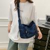Fashion Solid Color Strap Design Women Casual Denim Crossbody Bag For Street Fashion Outfits