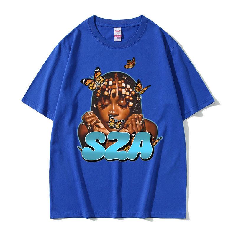 Rapper SZA Butterfly Face Graphic Tshirt Unisex Women Casual Cotton Vintage Tshirts Unisex Hip Hop Fashion Pop Music Tee Shirt