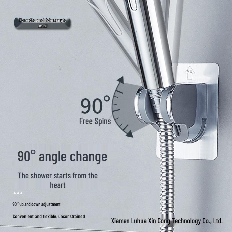 No-Drill Movable Shower Head Holder with Suction Cup Wall Mount for Bathroom