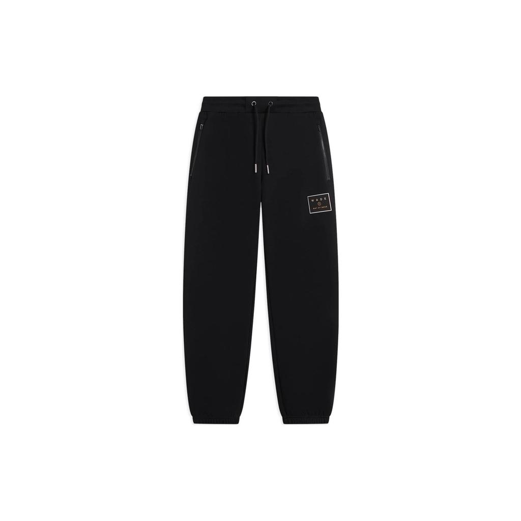 Li-Ning Wade Series Solid Color Drawstring Joggers With Brand Logo Print Men Bottoms Black AKLSC67-1