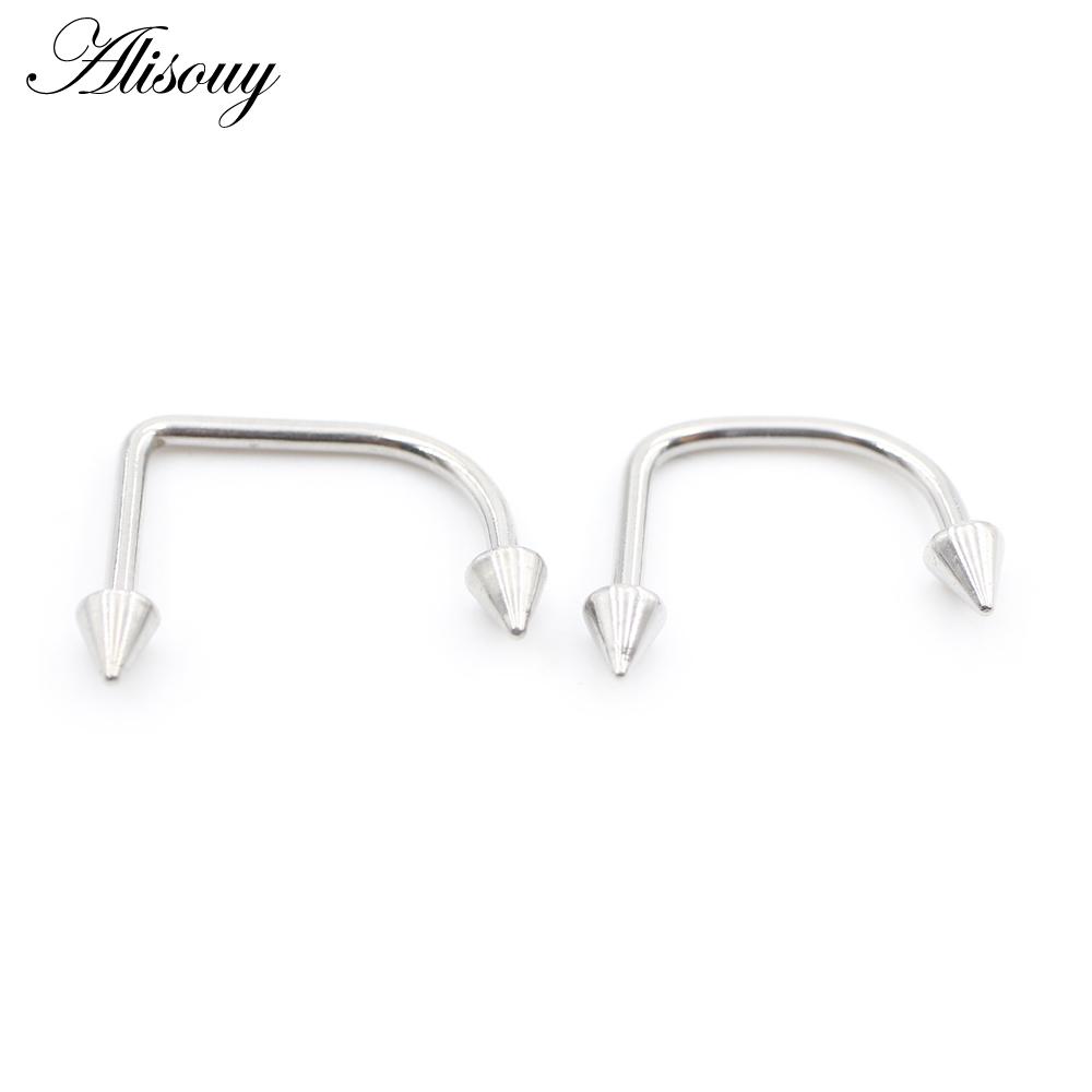 Alisouy 1PC U-образный шип конуса из нержавеющей стали подкова губа лабрет носовые кольца ухо уха серьги Daith Helix пирсинг украшения для тела