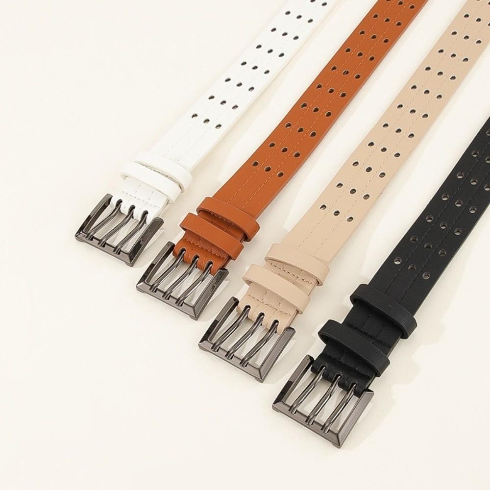 Y2k Leather Waistband Vintage Women's Dress Jeans Belt Trendy Three-Row Wide Belt Waist Belt