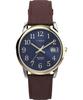 Часы Timex Men's Easy Reader, коричневые/серебристые/синие/35 мм. , 35 мм, легко читаемые часы.