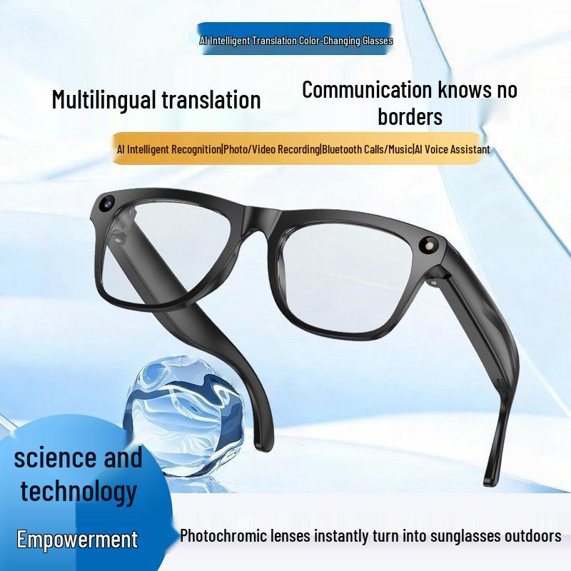 AI Smart Glasses: Voice-Controlled, Color Changing, Translation, Photo & Video Capable