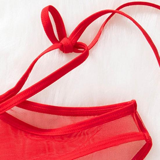 Sexy Mesh Sheer Underwear for Women Red Seamless Low Rise Panties Soft See Through