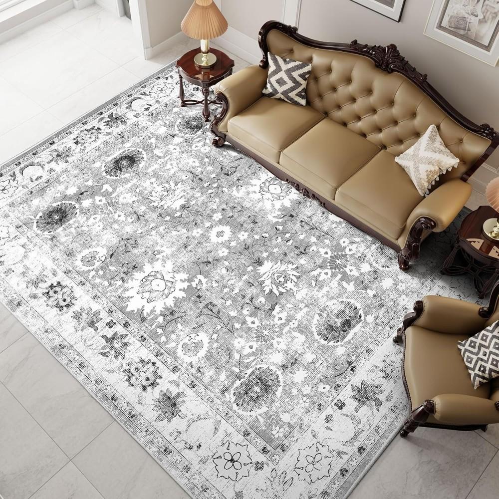 Vintage Area Rugs for Living Room Washable Carpet for Bedroom Dining Room Kitchen Indoor Rugs Soft Machine Washable Floor Mat
