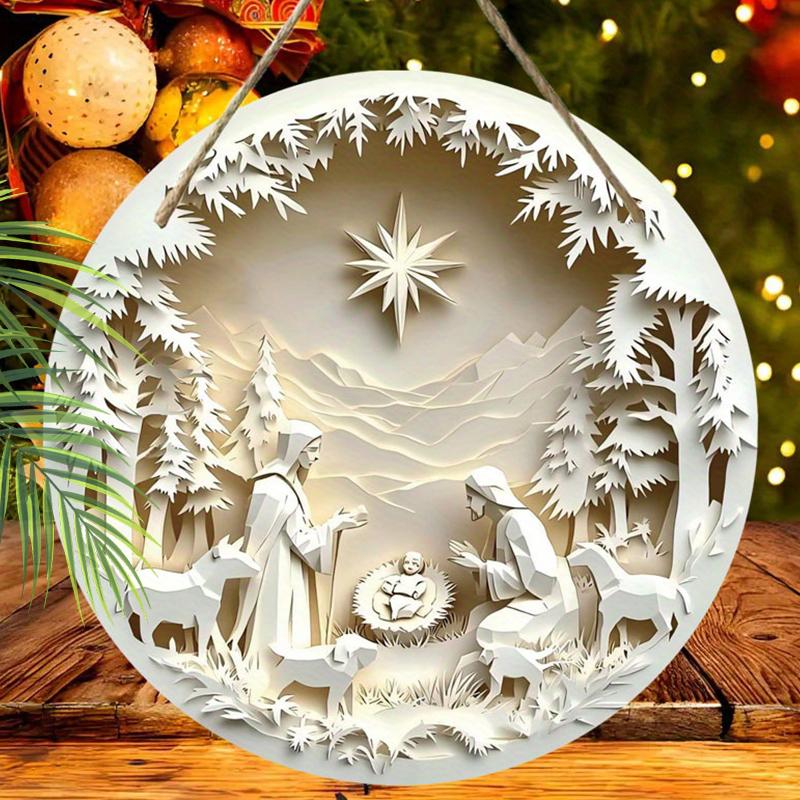 Holy Night Nativity Scene Pendant, Decoration of Home Walls or Doors, 2d Flat Wooden, Christmas Decoration, Gifts for Friends and Family