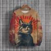 Animal Sweatshirt For Men Sunglasses Cat Graphic Long Sleeve Printed T-Shirts Casual Outdoor Streetwear Oversized Men's Clothing