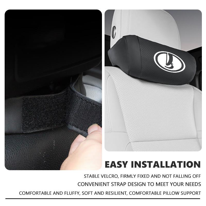 Car Leather Headrest Interior Supplies Seat Protect Neck Pillow Accessories For Lada Niva Vesta 4X4 Largus Priora Granta Samara