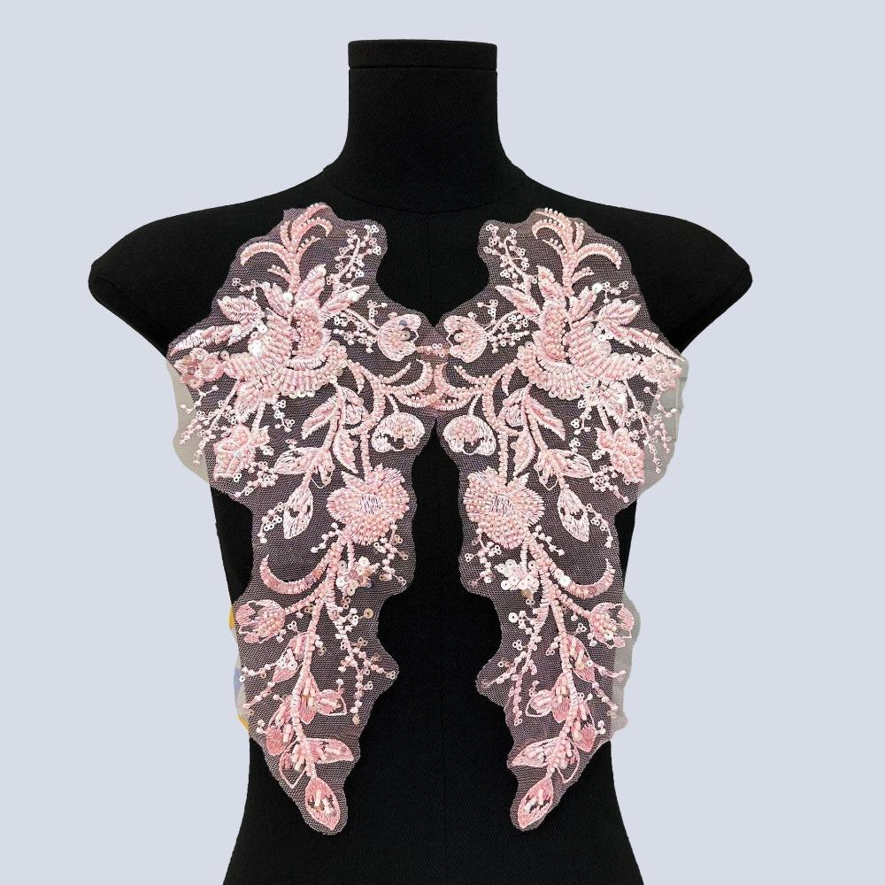 Floral Pattern Embroidery Applique Beaded Sequin Fabric Motif Fashion Cloth Patch Sewing DIY