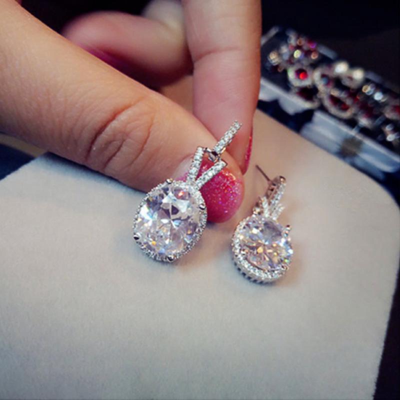 BELLA BOX Женские серьги-подвески с белым фианитом AAA, блестящие женские аксессуары, высокое качество, серебряный цвет, модные украшения