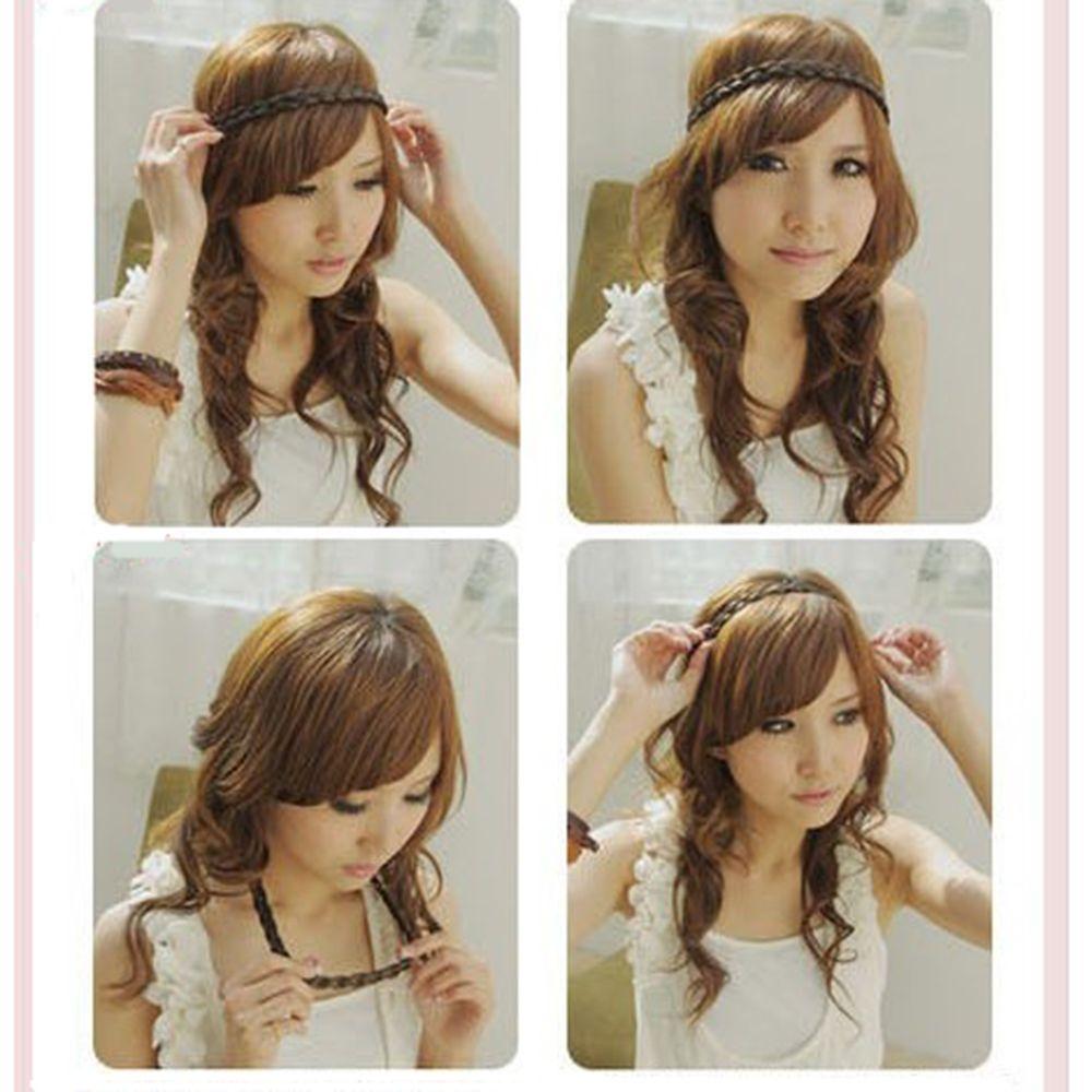 Head hoop Elastic Women Headwear Synthetic Wig Hair Bands Braided Headband Twisted Wig Headband