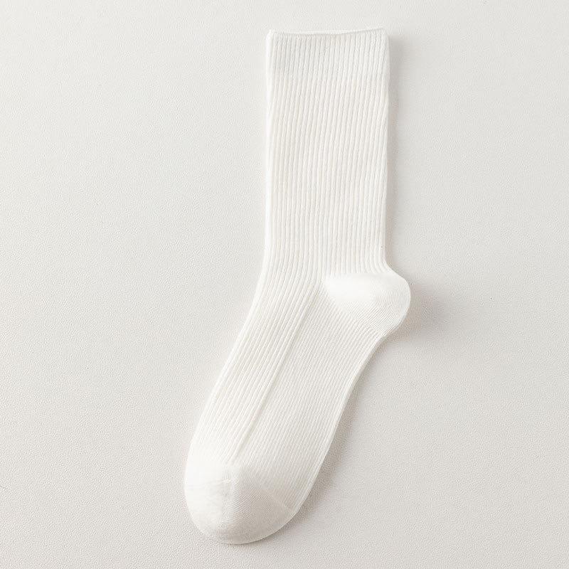 5 Pairs of Female Autumn and Winter New Pinstripe Pure Cotton Comfortable Fashion All Go Perspirant Breathable Tube Socks