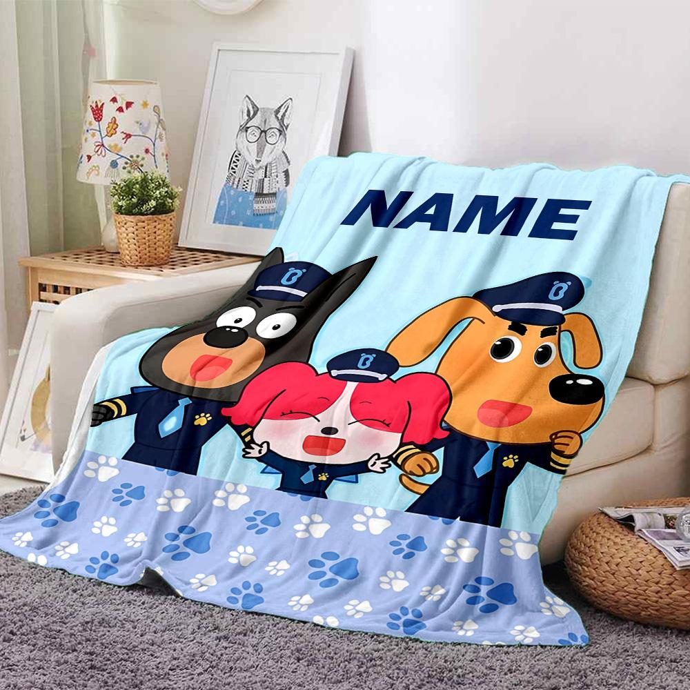 Customizable Sheriff Labrador1 Throw Blanket – Personalized Name, All-Season Cozy Snug Blanket, Machine Washable, Personalized Blanket