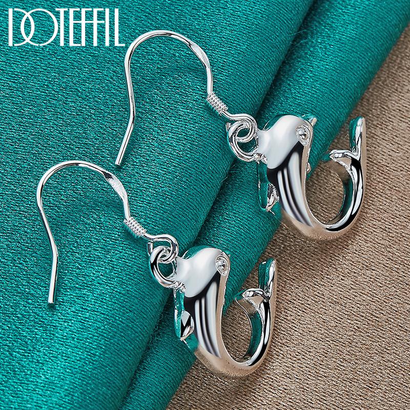 925 Sterling Silver Dolphin Pendant Earrings Fashion Jewelry