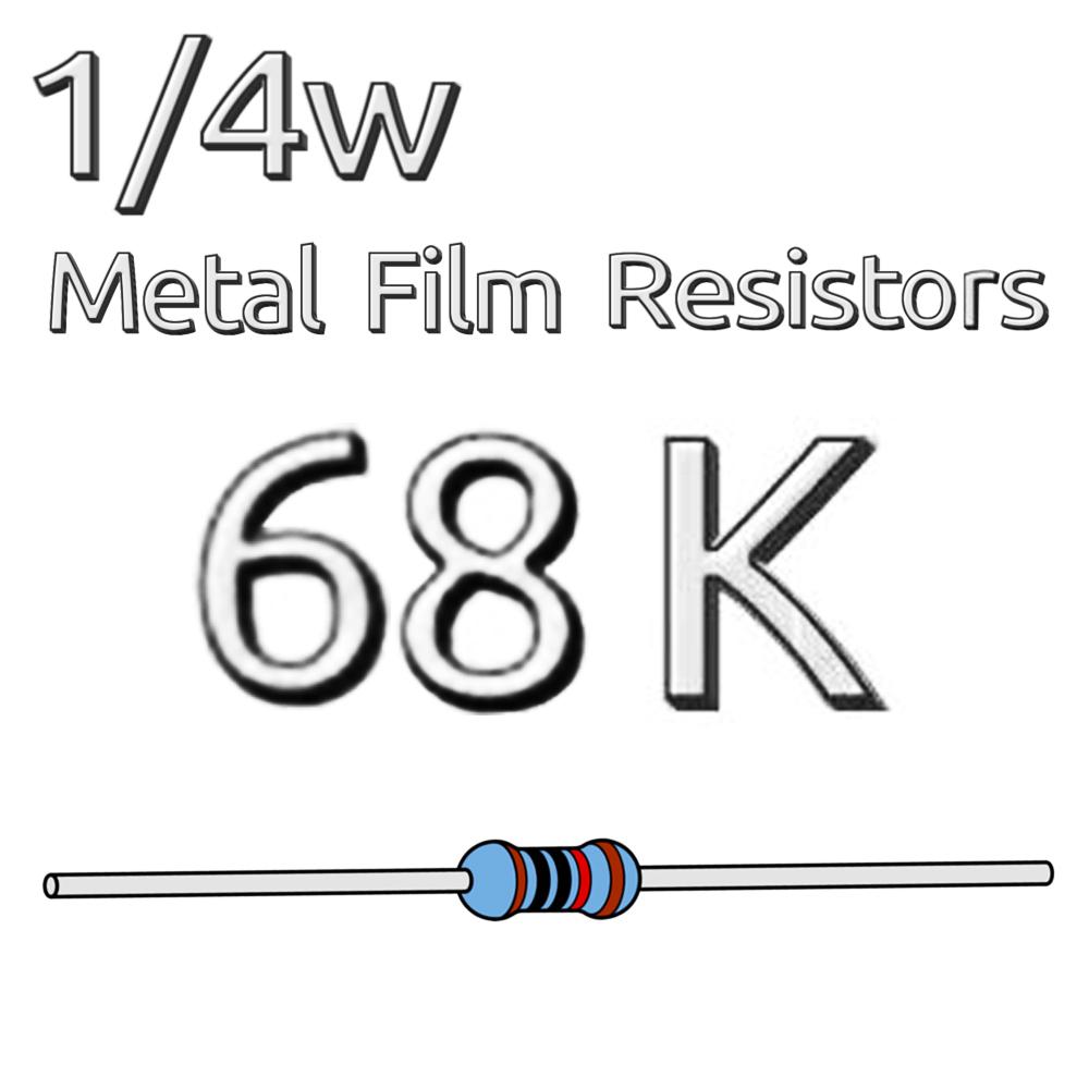 200 шт. 1/4 Вт, 0,25 Вт, 1% допуск, металлопленочный резистор 68K, 75K, 82K, 91K, 100K, 110K, 120K, 150K, 180K, 200K, 220K, 240K, 270K, 300K, 330K, 360K, 390K, 510K, Ом.