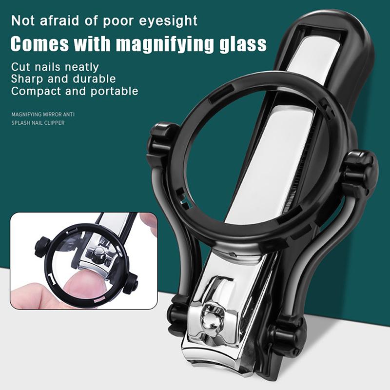Nail Clipper With Magnifying Glass Sharp Ultra Precision Blade For Thick Nails Smooth Cutting For Manicure Pedicure Repair At Home