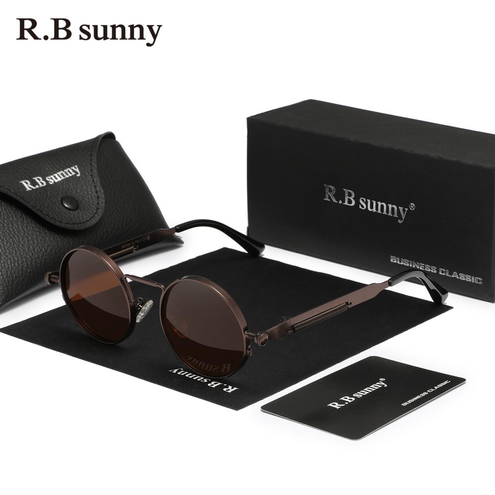 RBsunny Fashion UV400 готические стимпанк солнцезащитные очки поляризованные мужские и женские винтажные круглые очки для вождения и рыбалки праздничные