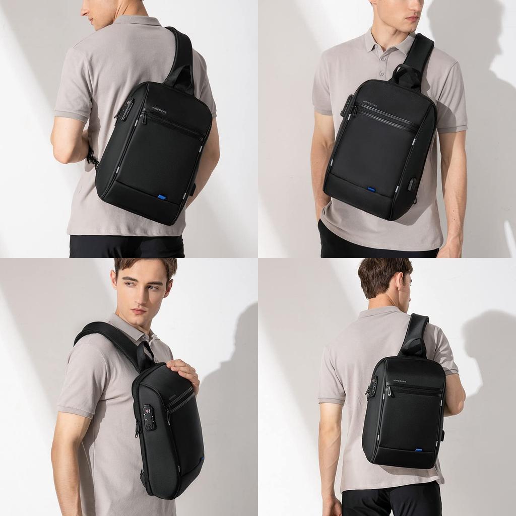 Body Shoulder Large Crossbody Computer Commuting USB Inch PC Pack [Kingsons] Bag, Men's Bag, Capacity, Cross, Popular, Bag, Anti-Theft Lock,