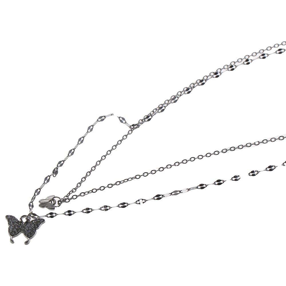 Exquisite Small Pendant Necklace Double Layer Clavicle Chain Shiny Butterfly Necklace  Ladies Gift