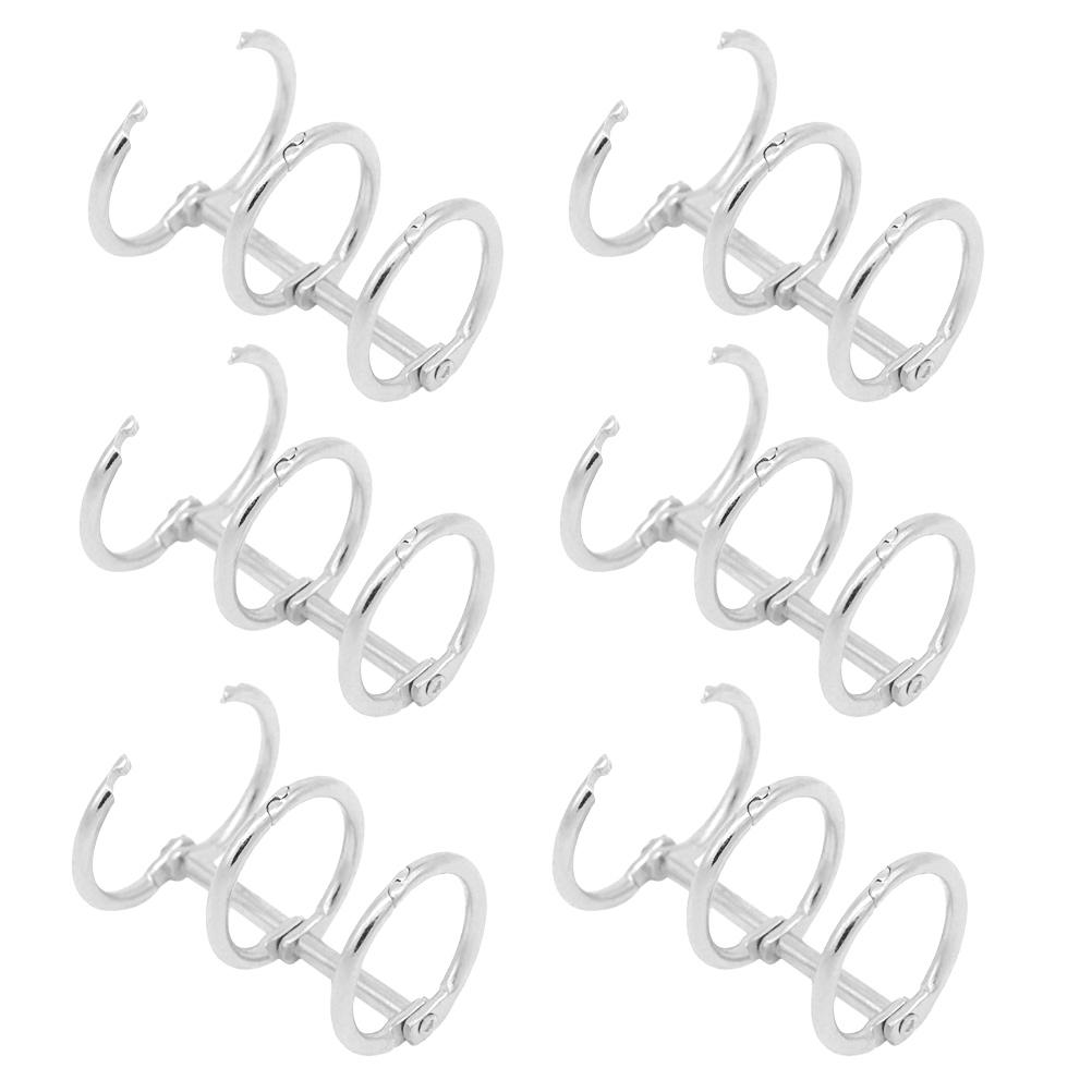 6Pcs High Class Iron 3 Ring Metal Loose Leaf Binder Rings Nickel Finish Office School Binding Combs Spines Supplies