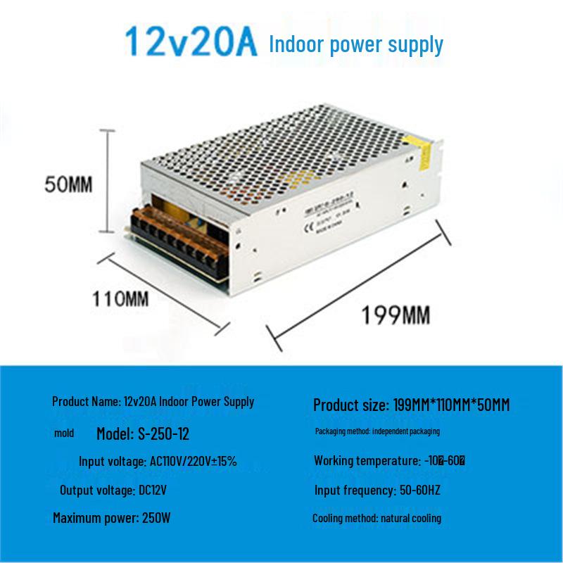 220V to 24V/12V/5V DC LED Power Supply Transformer for LED Strips, 2A/5A/10A/15A/20A