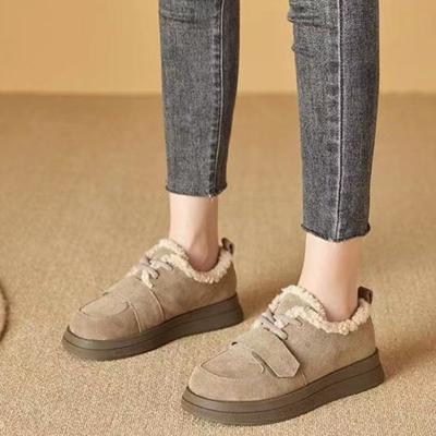 Женские зимние ботинки на толстой подошве, новые, плюшевые, теплые, пушистые, хлопковые туфли, ретро, гигантские, удобные, из мягкой кожи