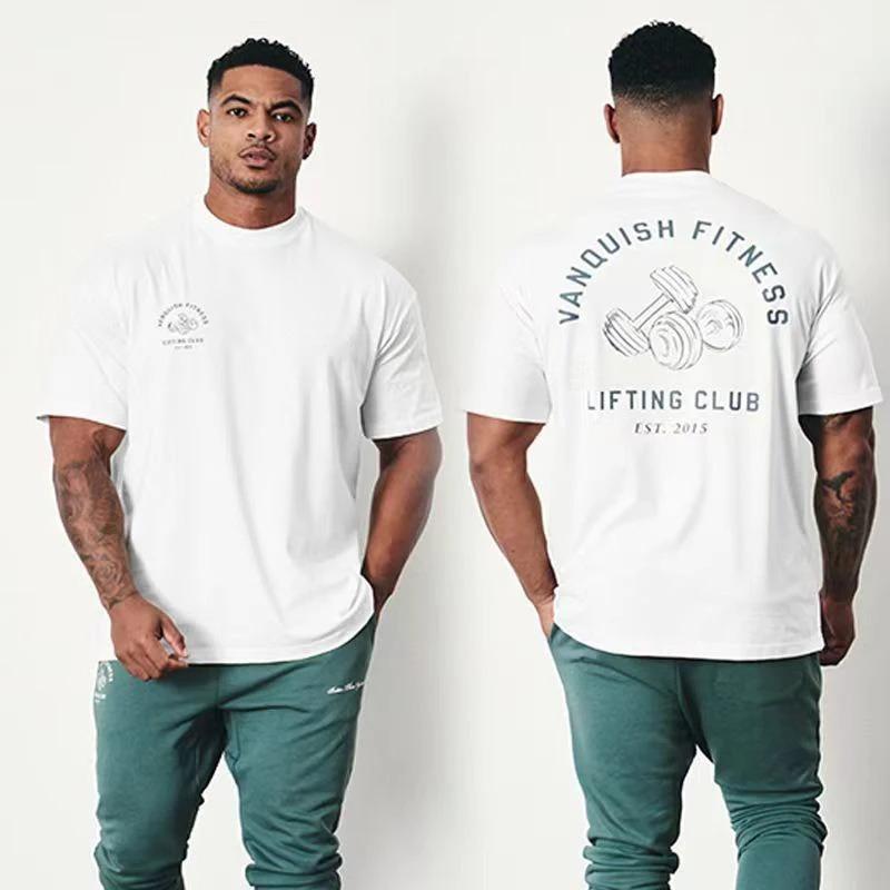 2026 Fitness Tshirt Oversize Gym Running Sport Tshirt Cotton Unisex Unisex Summer Luxury Brand Retro Loose Tee Unisex