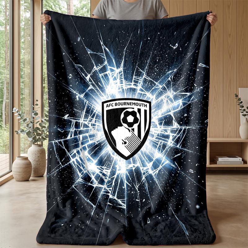Bournemouth Football Print Flannel Blanket, Soft Warm Lightweight Throw Blanket for Sofa Bed Camping