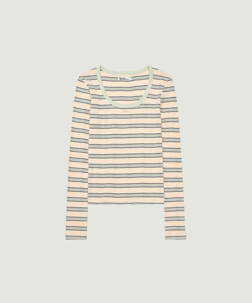 GROVE Nancy Stripe L/S T-Shirt (Peach)