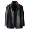Зимнее мужское пальто из натуральной кожи и меха из утолщенного бархата для пап среднего и пожилого возраста, съемная овчина