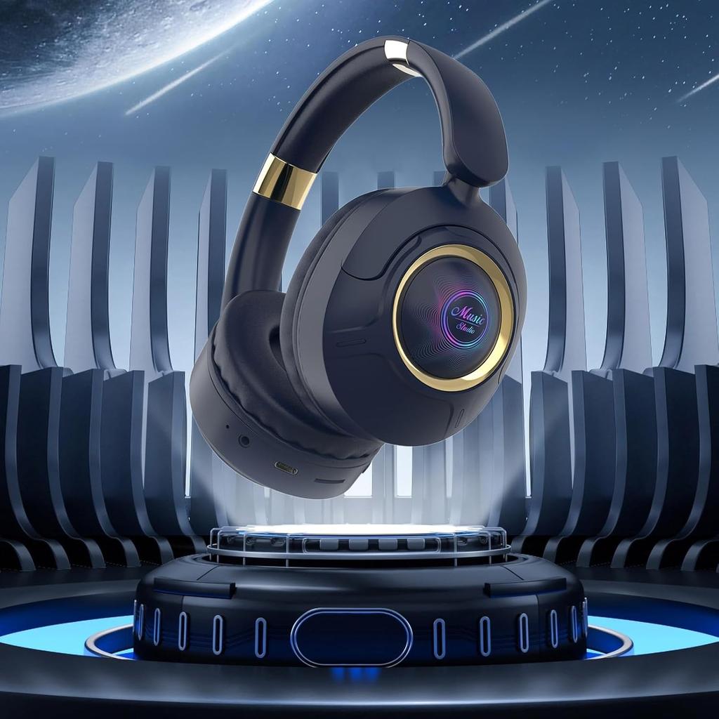 Наушники Bluetooth, беспроводная гарнитура Bluetooth 5.3 Over Ear, наушники для музыкальных и спортивных игр, вкладыши с шумоподавлением, сабвуфер, регулируемые наушники