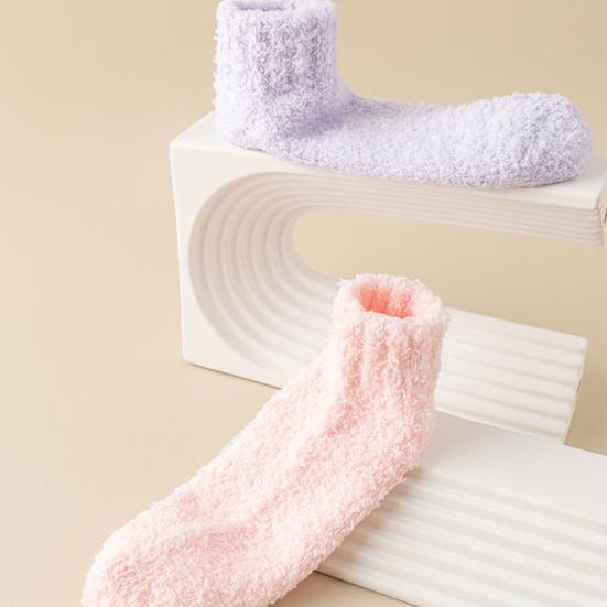 1 пара женских носков, утолщенные, эластичные, противоскользящие, с противоскользящей нижней частью, однотонные носки-тапочки, теплые, мягкие, не впитывающие пот, женские зимние носки