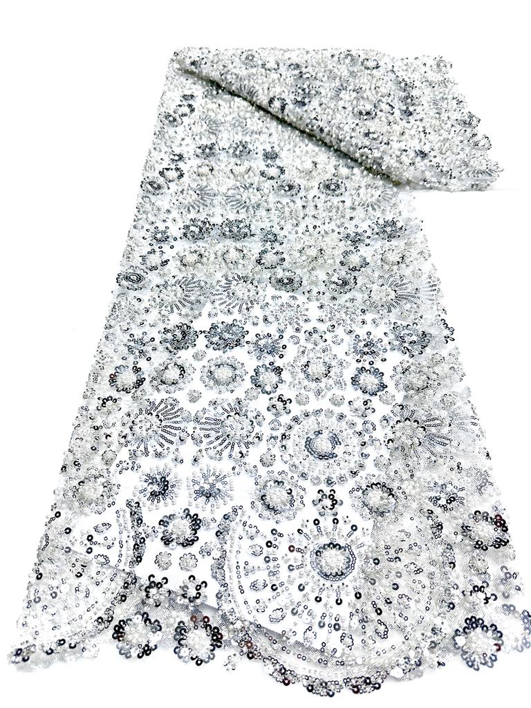 Африканское кружево из тюля 2026 Французская ткань с пайетками Шитье Вышивка с бисером Кружево Тюль Сетка Нигерийское платье 5 ярдов шитье