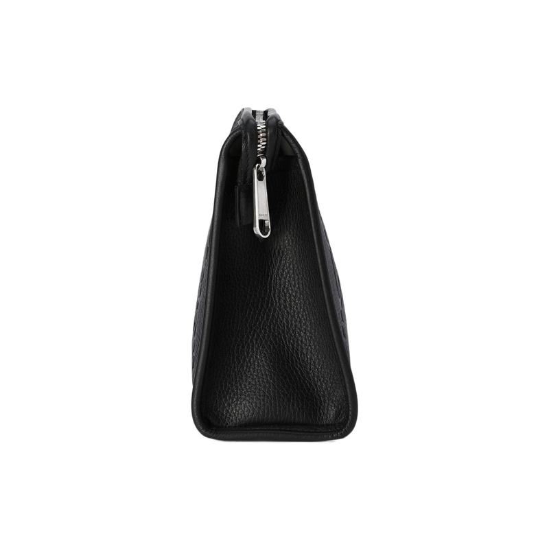 Gucci Jumbo GG Double G logo zipper closure leather clutch large size men's black