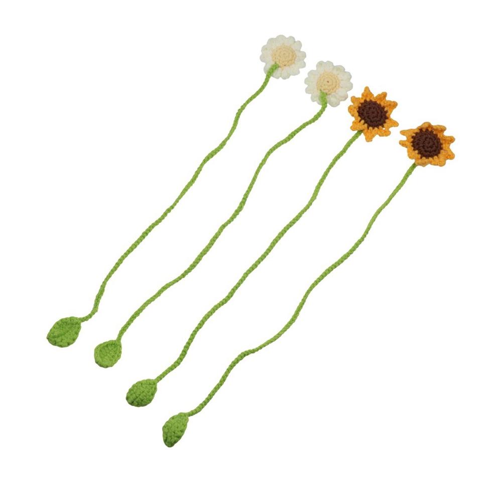 Handmade Floral Pendants Unique Crochet Book Marker Creative Knitted Bookmark Reader