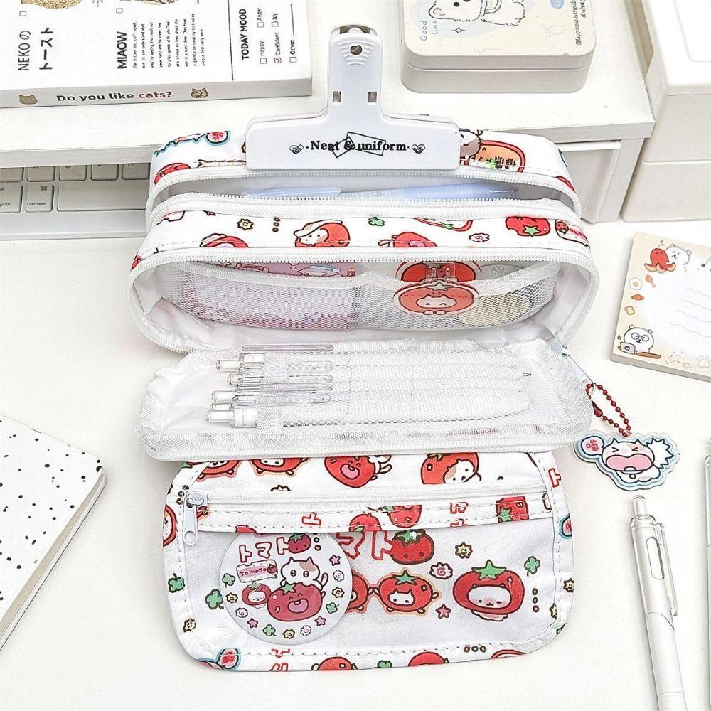 Multilayer Pencil Case Flip Design Stationery Storing Bag Durable Stationery Organizer Gift