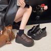 Ретро платформа на высокой подошве маленькие кожаные туфли женские осенние новые модели с юбками туфли-лодочки тренд