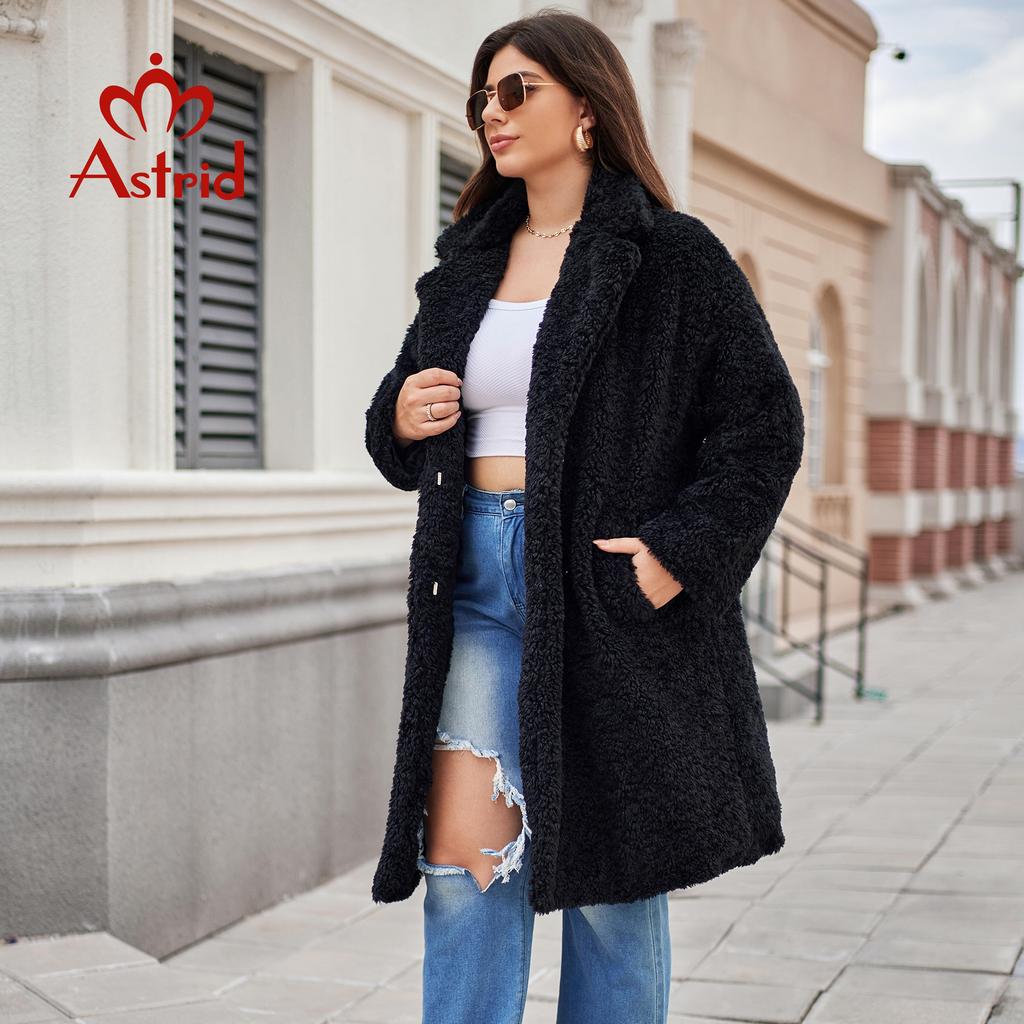 Astrid 2024 Длинная зимняя женская куртка-мех Тедди, стильная женская толстая теплая повседневная уличная одежда больших размеров 30199