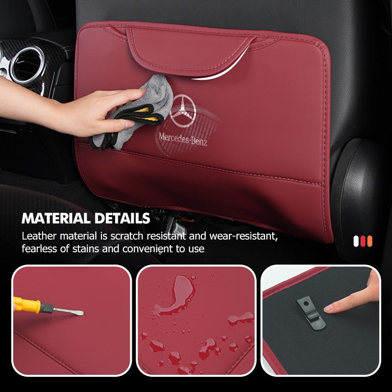 FA03Car Anti-kick Pad Leather Seat Back Protector Anti Scratch Pad For Mercedes Benz W202 W212 W126 W140 W168 W177 CLS GLE GLC GLS