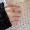 New High-level Sense of Fashion Light Luxury Zirconia Four-leaf Clover Ring Versatile Lucky Grass Open Finger Ring Female