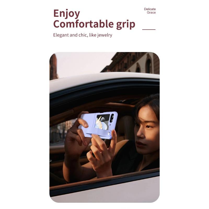 Роскошный ремешок на руку, простой кожаный кронштейн для Samsung Galaxy Z Flip 6, 5, 4, 3, 5G, складной противоударный защитный чехол, аксессуар