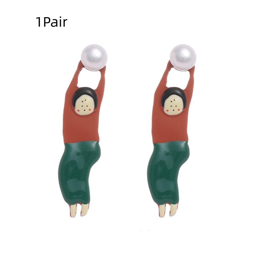 Y2k Cartoon Girls Earrings Zinc Zinc Alloy Cute Earring Elegant Enamel Stud Earrings Vacation