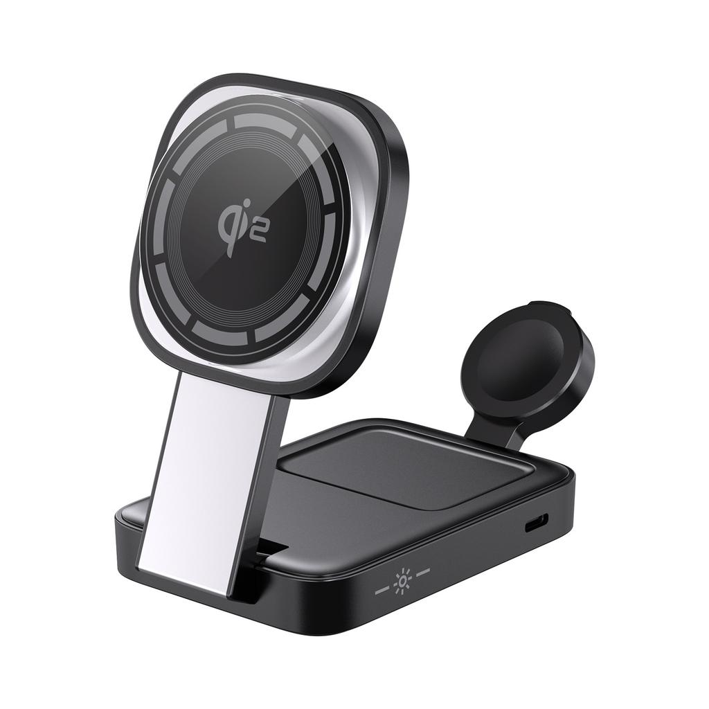 Qi2 Magsafe Charger Stand для iPhone 16 Pro Max Складное 3-в-1 магнитное беспроводное зарядное устройство для iWatch Airpods Быстрая зарядка