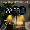 LED Digital Wall Clock with Temperature Date Day of Week Display Electronic Table Clock Wall-Mounted Alarm Clock Remote Control