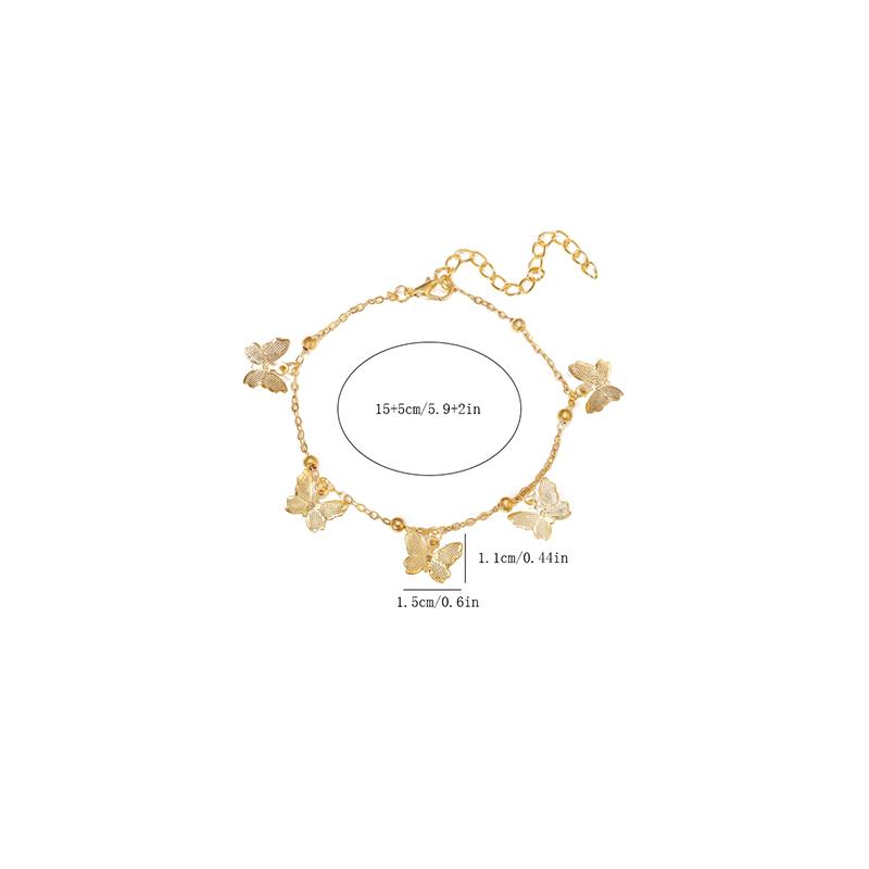 Gold Silver Color Butterfly Anklets For Women Summer Beach Ankle Bracelet Foot Chain Jewelry Retro Simple