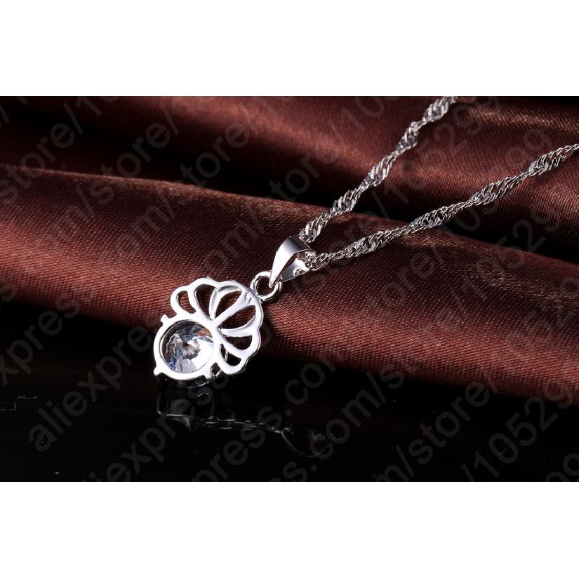 Elegant Cubic Zirconia New Earrings Pendant Necklace Classic Wedding Dress 925 Sterling Silver Color Jewelry Sets Fast Shipping